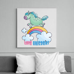 printfashion Love Unicorns - Vászonkép - Fehér (6627195)