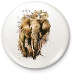 printfashion Painted Elephant - Kitűző, hűtőmágnes - Fehér (3079094)