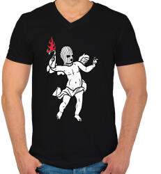 printfashion Fire in the hole! - Férfi V-nyakú póló - Fekete (2653688)