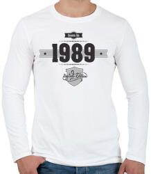 printfashion born-in-1989-(dark&lightgrey) - Férfi hosszú ujjú póló - Fehér (474231)