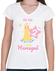printfashion Máris hercegnő - Számmal - Női V-nyakú póló - Fehér (7944860)