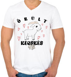 printfashion Őrült kecskés nő - Férfi V-nyakú póló - Fehér (11619127)