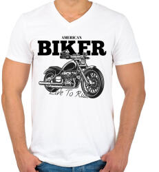 printfashion Chopper - Férfi V-nyakú póló - Fehér (4235719)