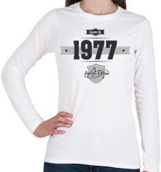 printfashion born-in-1977-(dark&lightgrey) - Női hosszú ujjú póló - Fehér (472586)