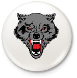 printfashion Wolf - Kitűző, hűtőmágnes - Fehér (3087934)