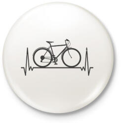 printfashion Biciklis szív - Kitűző, hűtőmágnes - Fehér (9181126)