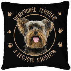 printfashion Yorkshire terrier - Legjobb barát - Párnahuzat, Díszpárnahuzat - Fekete (7177348)