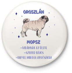 printfashion Oroszlán - Mopsz - Kitűző, hűtőmágnes - Fehér (13348770)