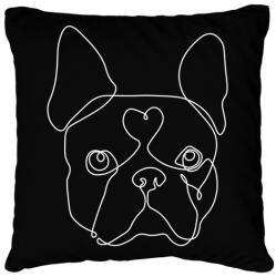 printfashion Vonalas Boston terrier - Párnahuzat, Díszpárnahuzat - Fekete (7101233)