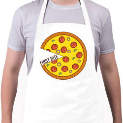 printfashion Páros póló - First bite pizza - Kötény - Fehér (4914510)