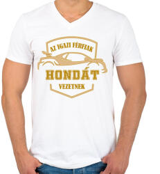 printfashion Honda sofőr - Férfi V-nyakú póló - Fehér (4801935)