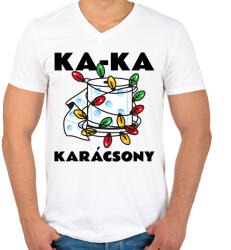 printfashion KA-KA KARÁCSONY - Férfi V-nyakú póló - Fehér (9550771)