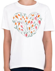 printfashion Virágos szív - Gyerek póló - Fehér (6536051)
