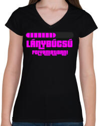 printfashion Lánybúcsú folyamatban - Női V-nyakú póló - Fekete (5307179)