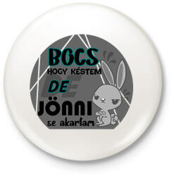 printfashion nyuszis bocs hogy késtem - Kitűző, hűtőmágnes - Fehér (6846525)