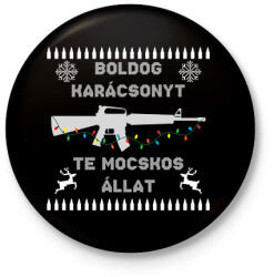 printfashion Boldog karácsonyt te mocskos állat - Kitűző, hűtőmágnes - Fekete (10945878)