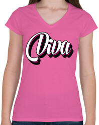 printfashion Diva - Női V-nyakú póló - Rózsaszín (1490240)
