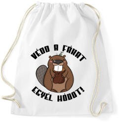 printfashion Védd a fákat egyél hódot - Sportzsák, Tornazsák - Fehér (16061006)