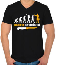 printfashion Hentes evolúció - Férfi V-nyakú póló - Fekete (9388032)