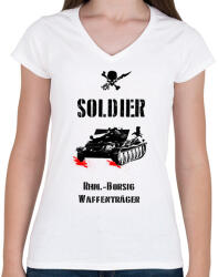 printfashion SOLDIER-rhm - Női V-nyakú póló - Fehér (1921422)