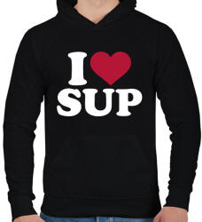 printfashion I love SUP! - Férfi kapucnis pulóver - Fekete (5140784)