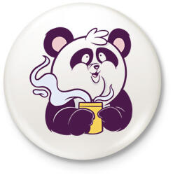 printfashion Kávézó panda - Kitűző, hűtőmágnes - Fehér (14110851)