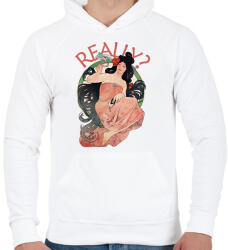 printfashion Really? -Alfons Mucha - Férfi kapucnis pulóver - Fehér (7086575)
