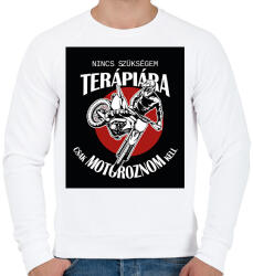 printfashion Nincs szükségem terápiára, csak motoroznom kell - Férfi pulóver - Fehér (6361653)
