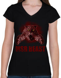 printfashion MSR BEAST - Női V-nyakú póló - Fekete (2131711)