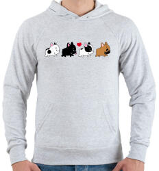 printfashion Francia bulldog kiskutyák - Férfi kapucnis pulóver - Sport szürke (1214839)