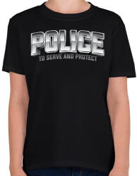 printfashion Police felirat - Gyerek póló - Fekete (457664)