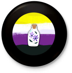 printfashion Egy üvegnyi virág - Kitűző, hűtőmágnes - Fekete (5221370)