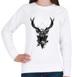 printfashion szarvas minta - Női pulóver - Fehér (306604)