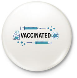 printfashion Vaccinated - beoltva - covid 19 - Kitűző, hűtőmágnes - Fehér (4757494)