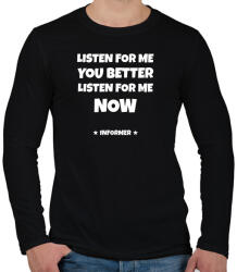 printfashion INFORMER SNOW DALSZÖVEG 2 - Férfi hosszú ujjú póló - Fekete (10738121)