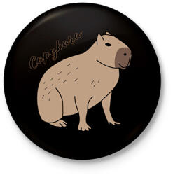 printfashion Capybara - Kitűző, hűtőmágnes - Fekete (13585522)