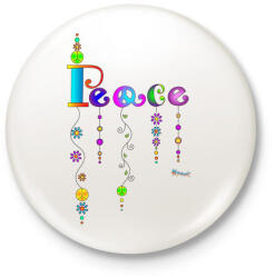 printfashion Peace - Kitűző, hűtőmágnes - Fehér (3076377)