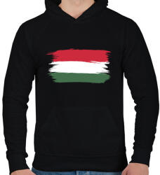 printfashion Magyar Zászló szurkolóknak - Férfi kapucnis pulóver - Fekete (4998332)