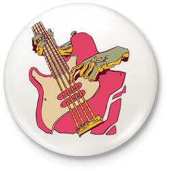 printfashion Basszusgitár - Kitűző, hűtőmágnes - Fehér (15681248)