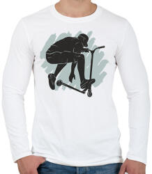 printfashion Roller - Férfi hosszú ujjú póló - Fehér (6098228)