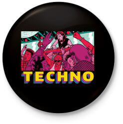 printfashion Techno party - Kitűző, hűtőmágnes - Fekete (3102886)