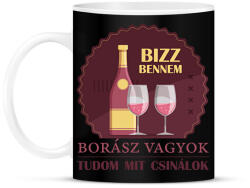 printfashion Bízz bennem - Borász vagyok - Bögre - Fekete (7302183)