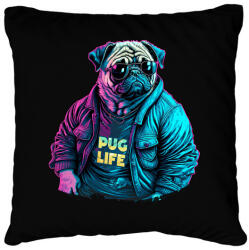 printfashion Pug Life - Mopsz - Párnahuzat, Díszpárnahuzat - Fekete (11786586)