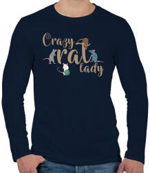 printfashion Őrült patkányos hölgy - Férfi hosszú ujjú póló - Sötétkék (14475975)