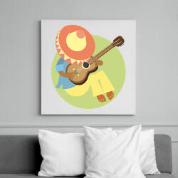 printfashion Mexikó-sombrero-gitár - Vászonkép - Fehér (12066660)