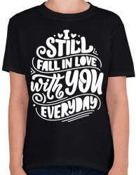 printfashion Still fall in love - Gyerek póló - Fekete (2217446)