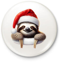 printfashion Cuki vicces karácsonyi party lajhár - Kitűző, hűtőmágnes - Fehér (15250277)