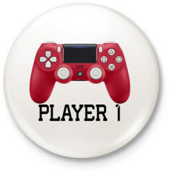 printfashion Player 1 PS4 páros póló - Kitűző, hűtőmágnes - Fehér (3083634)