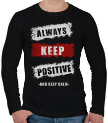 printfashion ALWAYS KEEP POSITIVE - Férfi hosszú ujjú póló - Fekete (2228133)