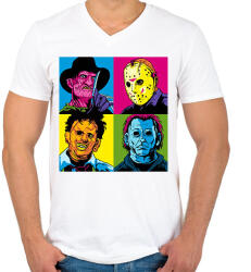 printfashion Krueger és a haverok - Férfi V-nyakú póló - Fehér (1828769)
